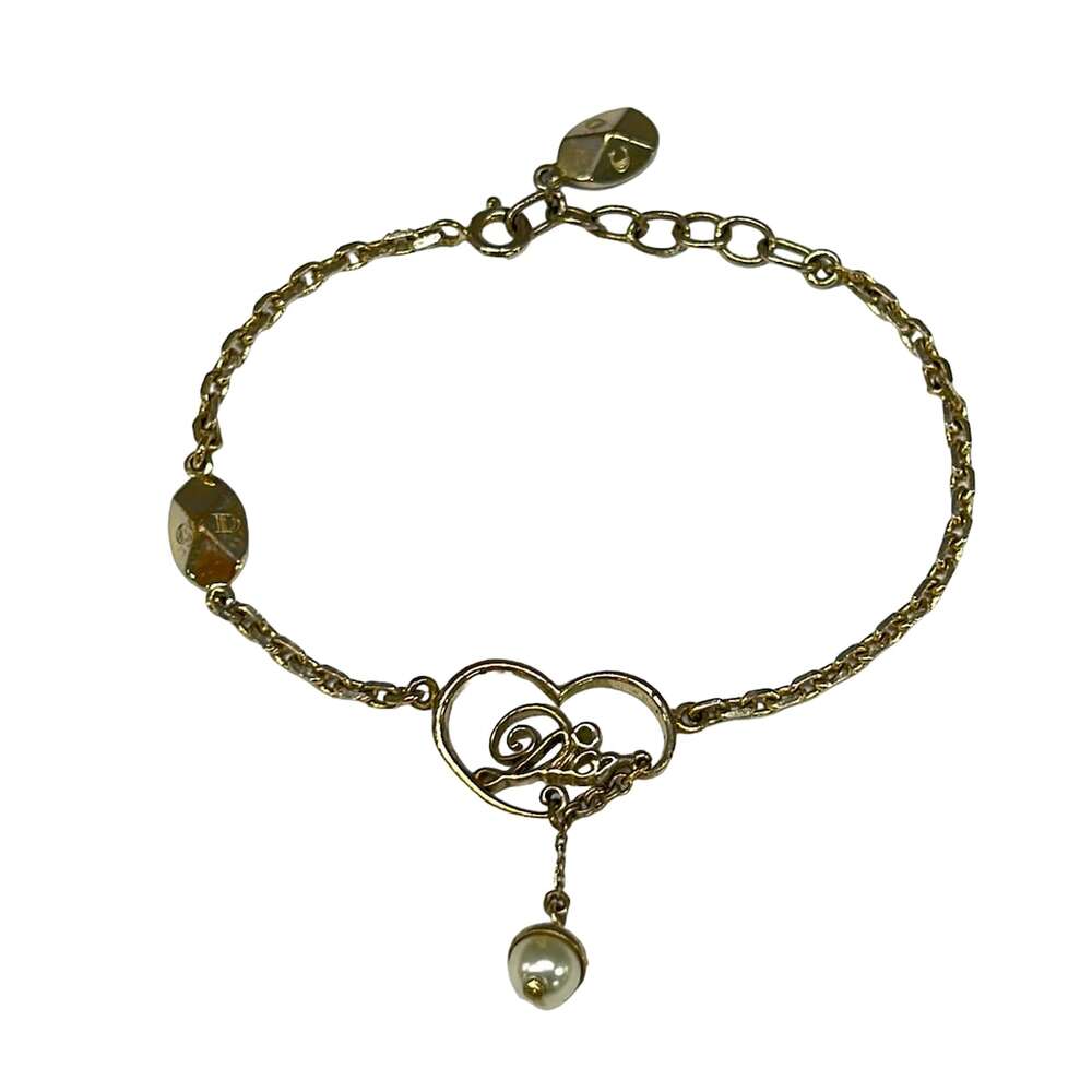 Christian Dior Bracelet Gold Cream Hardware Faux Pearl